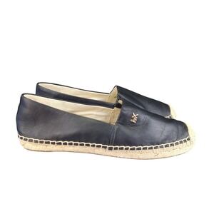 Michael Kors Kendrick Leather Slip-on Espadrille Women's Loafer Black Size 5.5